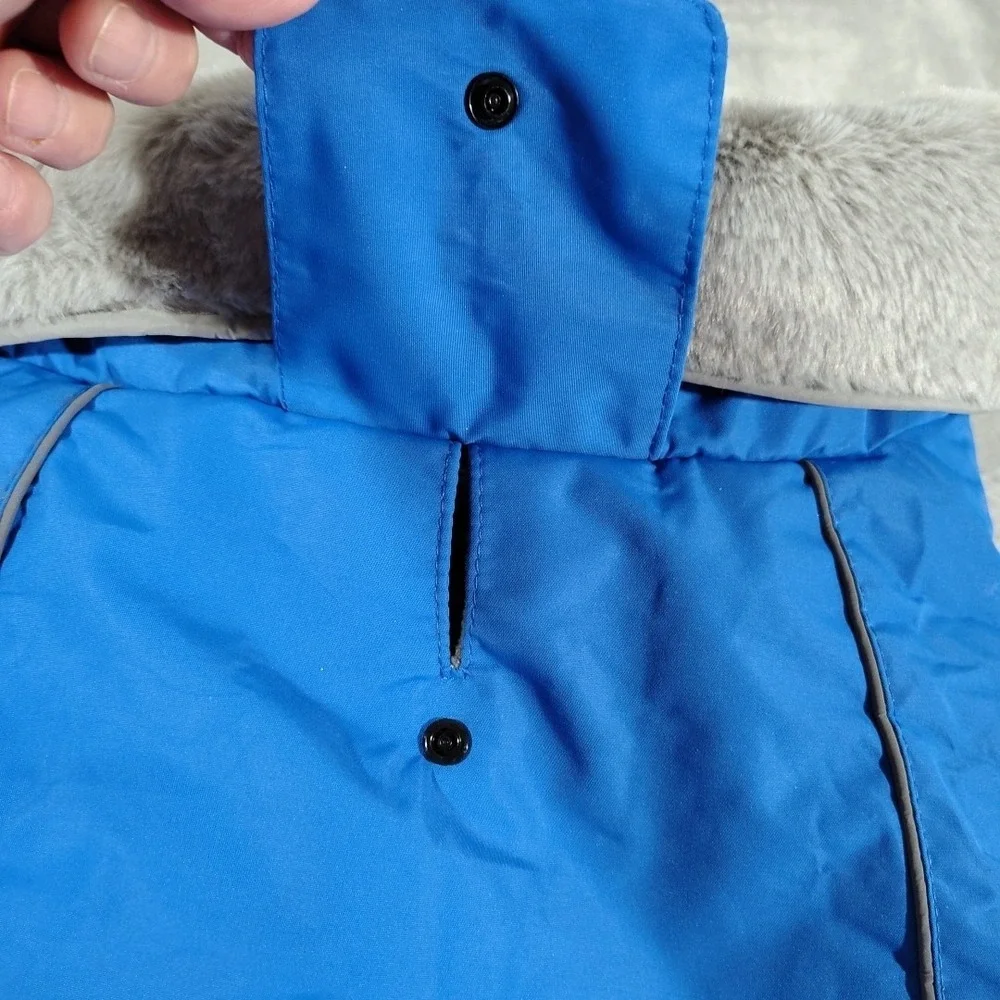 Dog Jacket Large 3XL Blue Hiking Outdoor Winter Adjustable Warm Walks Collared